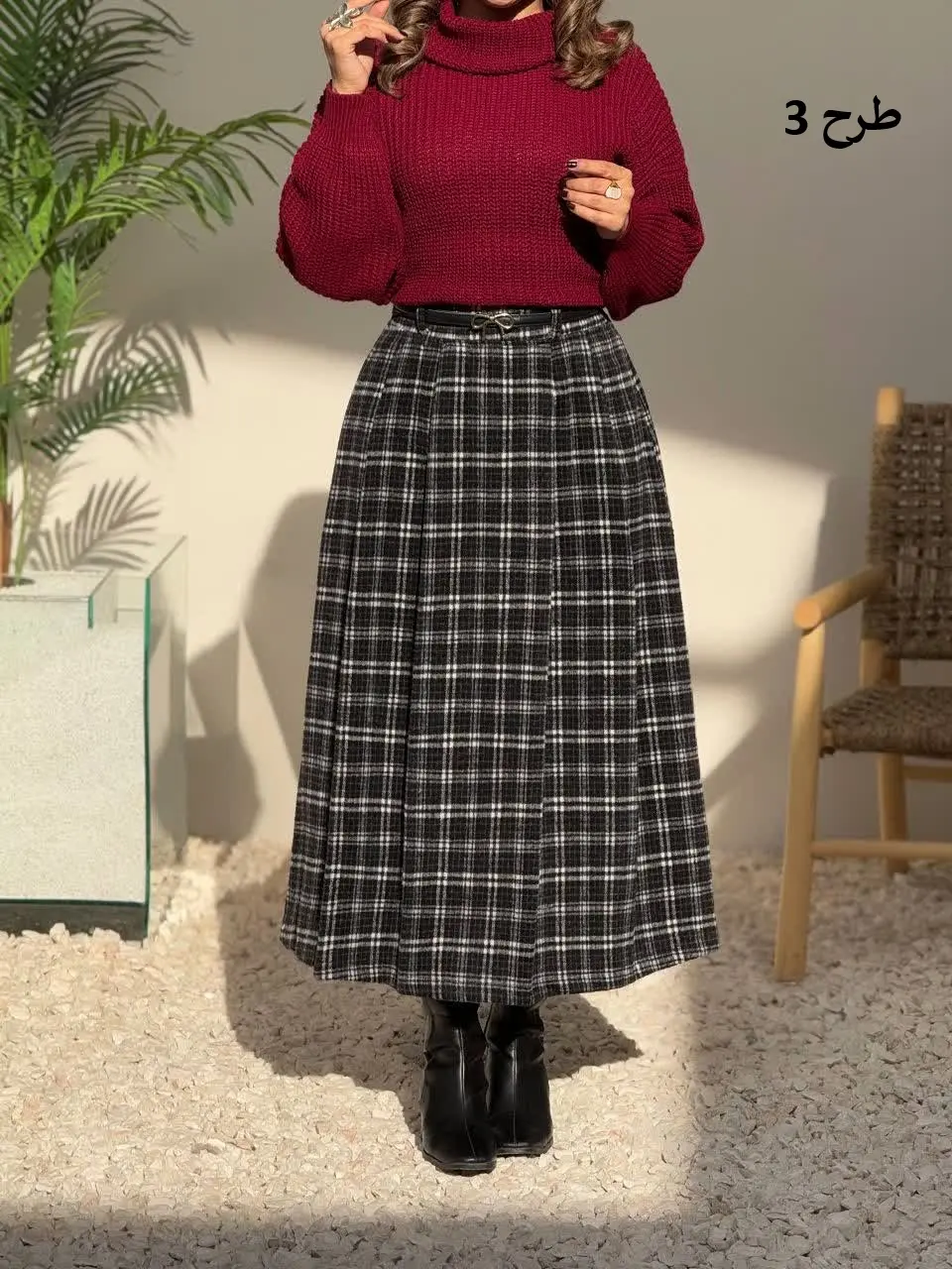 3761- دامن چهارخونه پاییزه